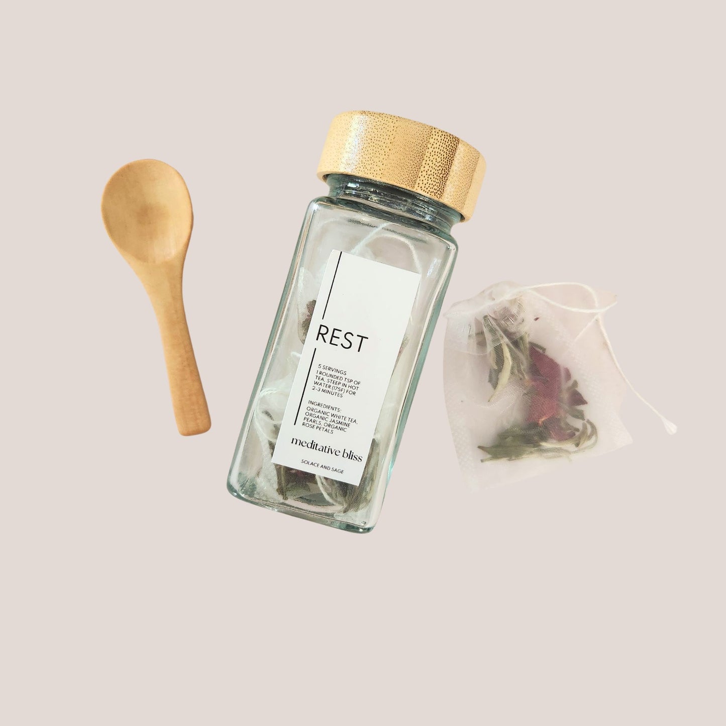 herbal tea meditative bliss rose petals jasmine pearls white tea rest